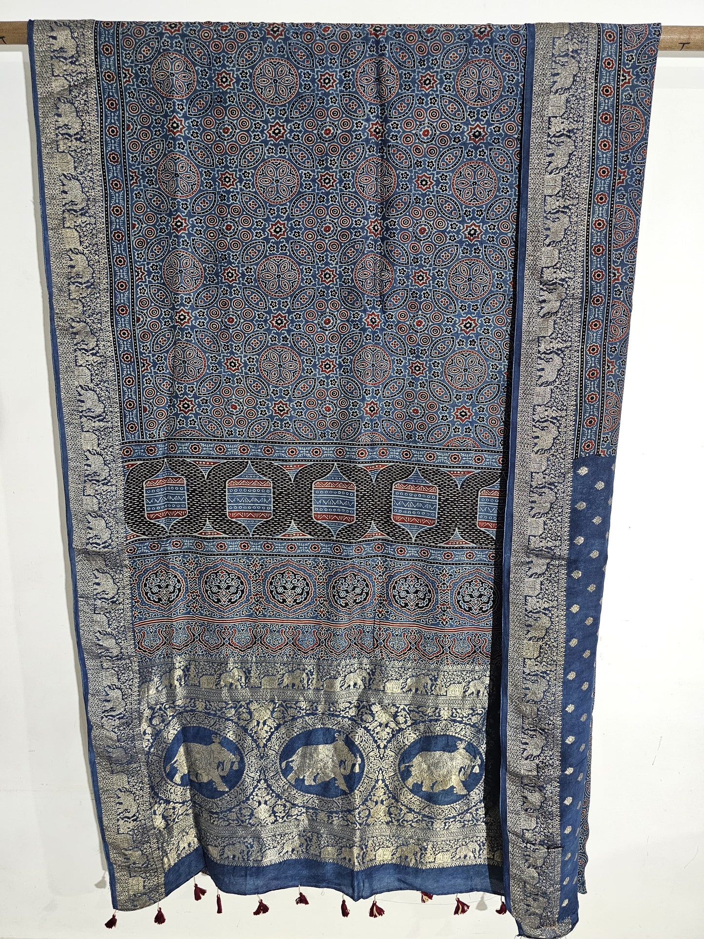 Ajrakh Dola Silk Saree