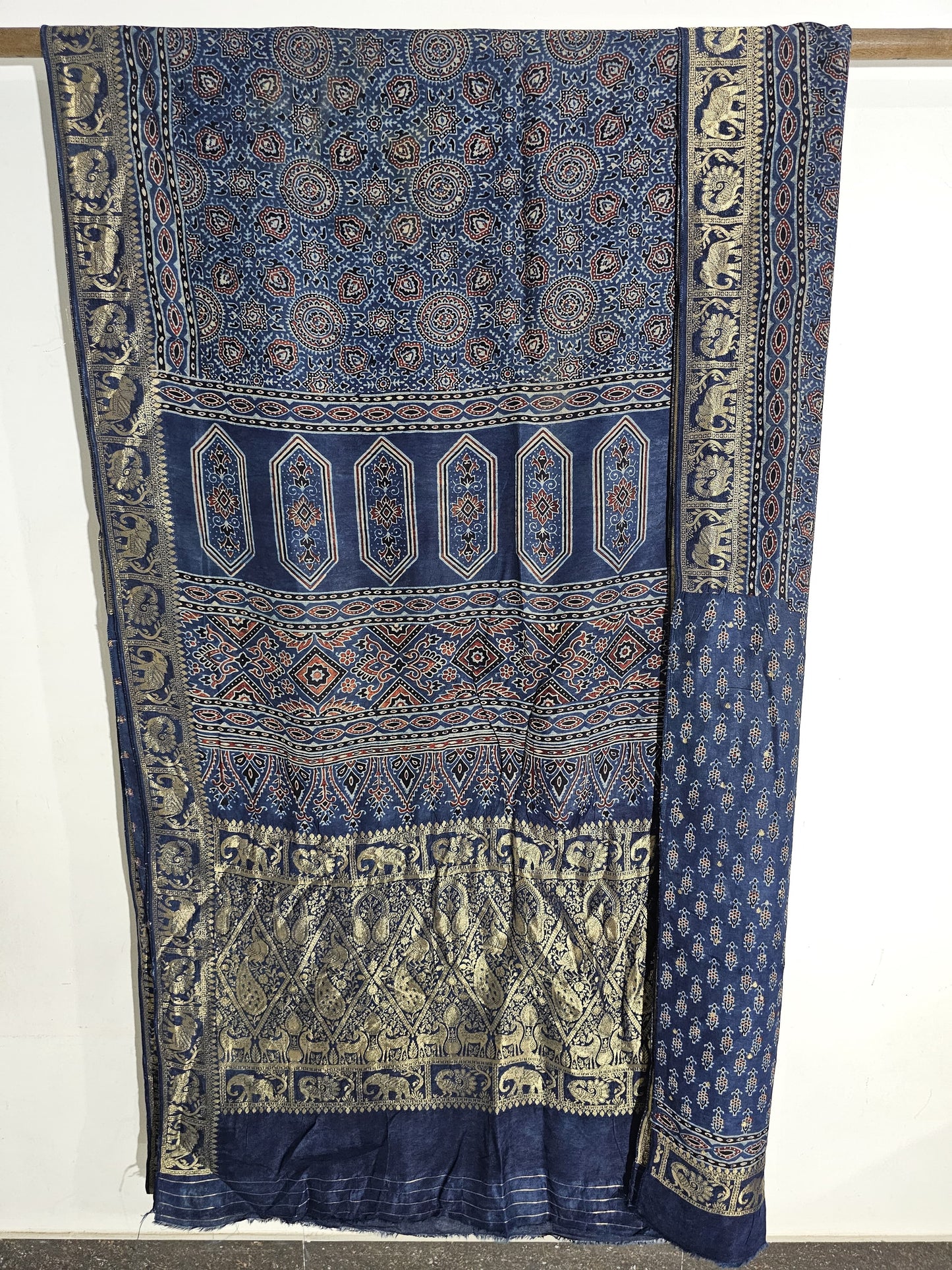 Ajrakh Dola Silk Saree