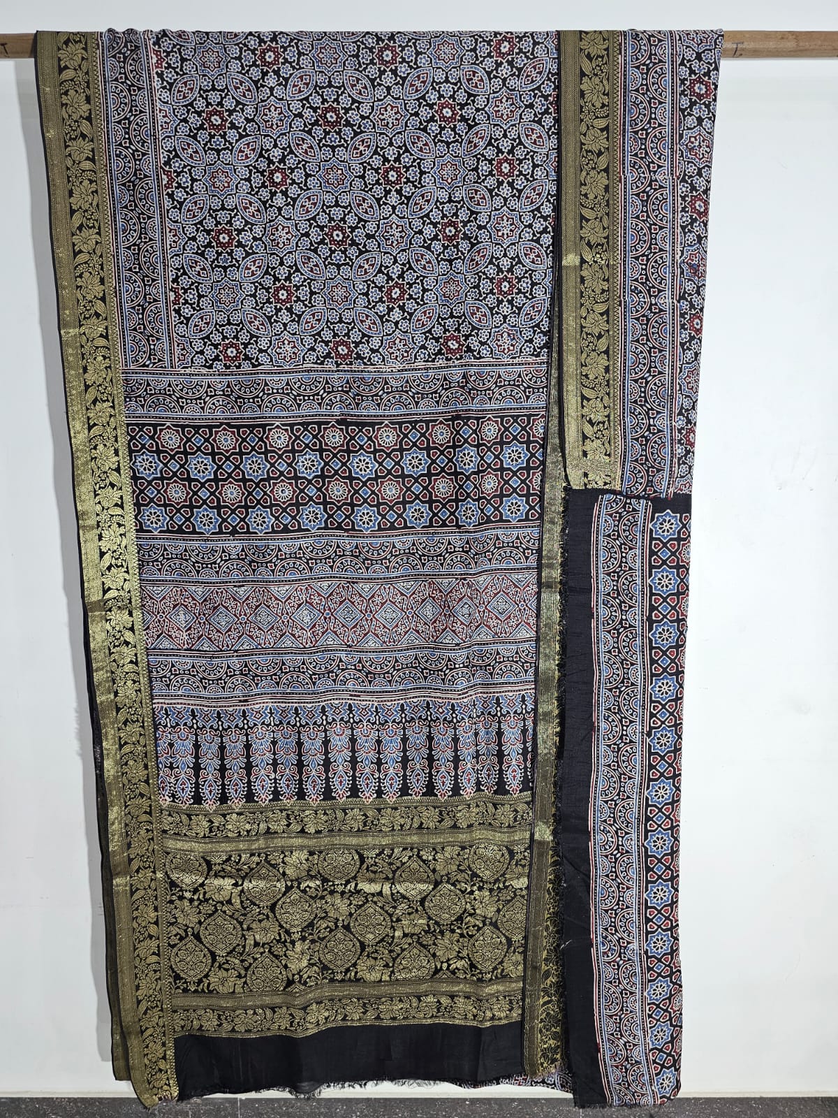 Ajrakh Dola Silk Saree