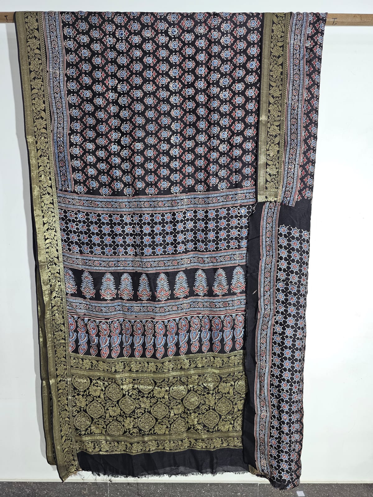 Ajrakh Dola Silk Saree