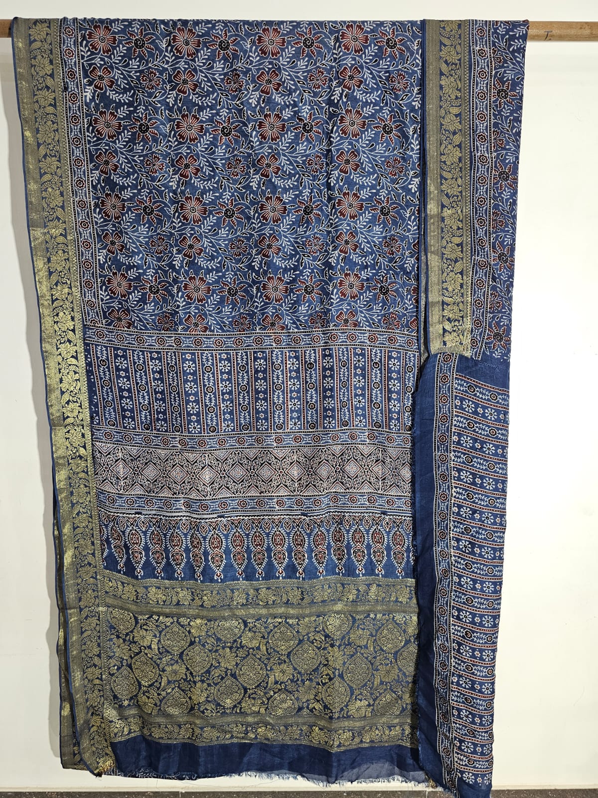 Ajrakh Dola Silk Saree