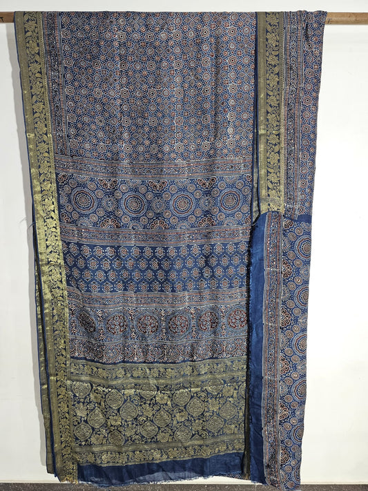 Ajrakh Dola Silk Saree