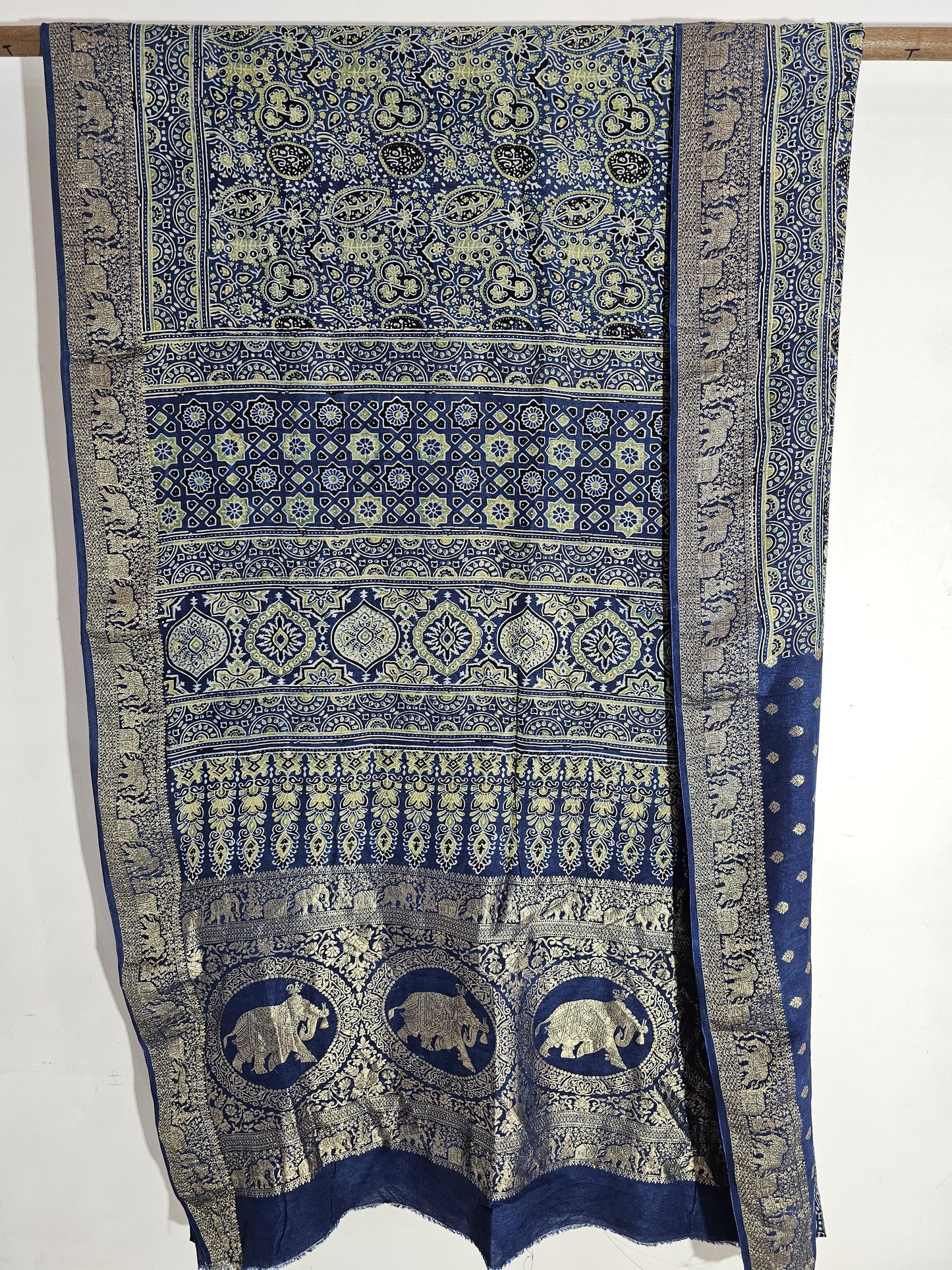 Ajrakh Dola Silk Saree