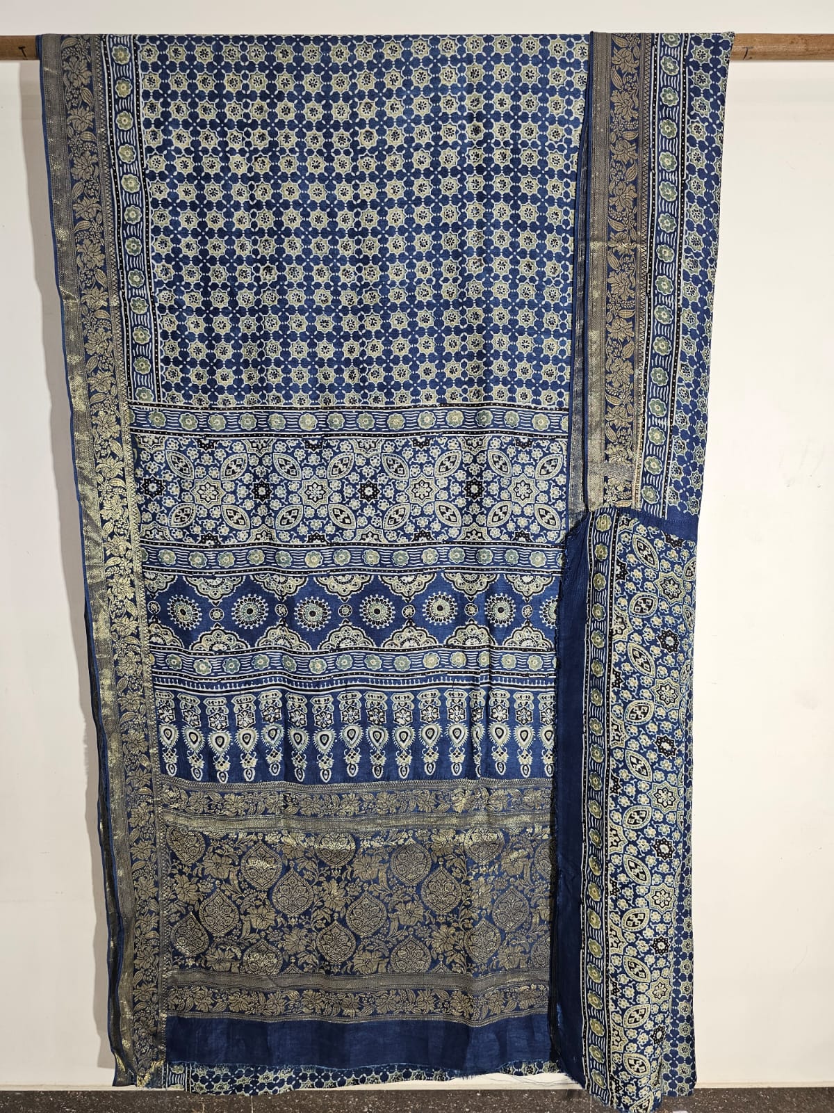 Ajrakh Dola Silk Saree