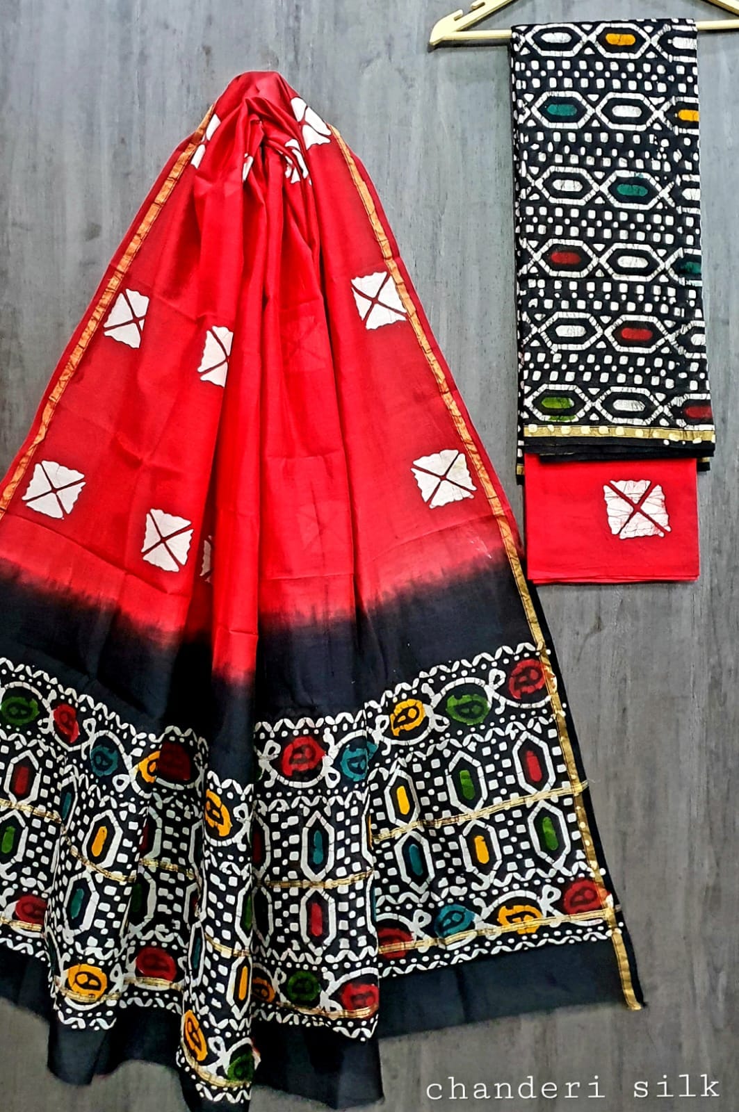 Hand Block print Chanderi Dress Material