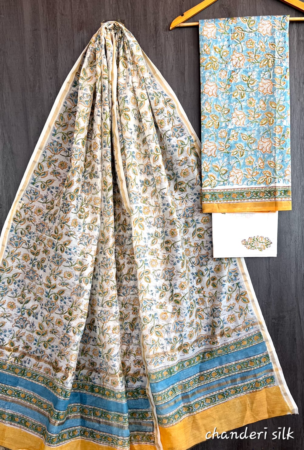 Hand Block print Chanderi Dress Material