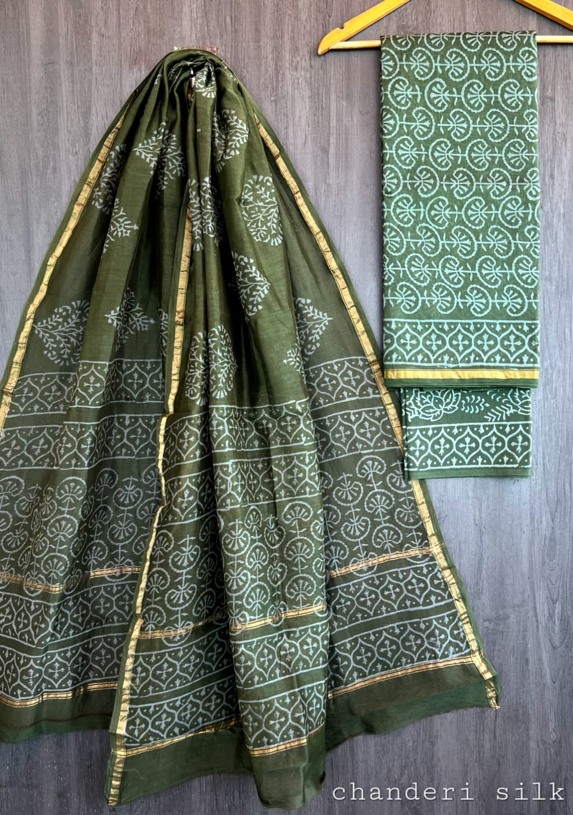 Hand Block print Chanderi Dress Material