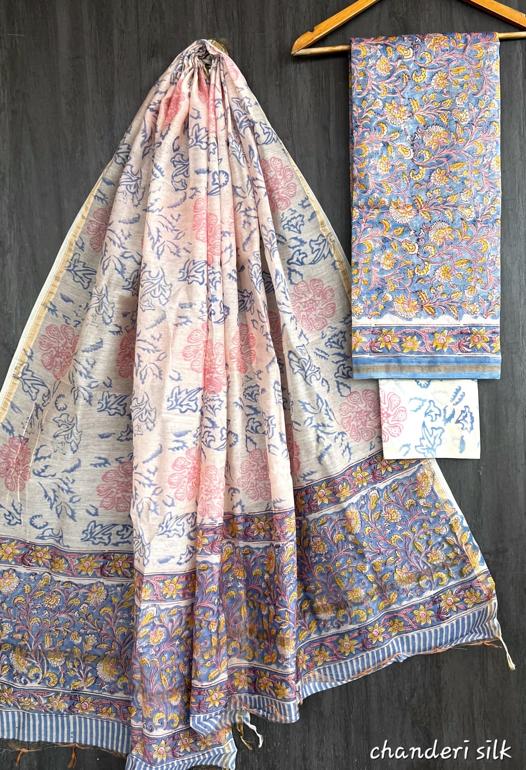 Hand Block print Chanderi Dress Material