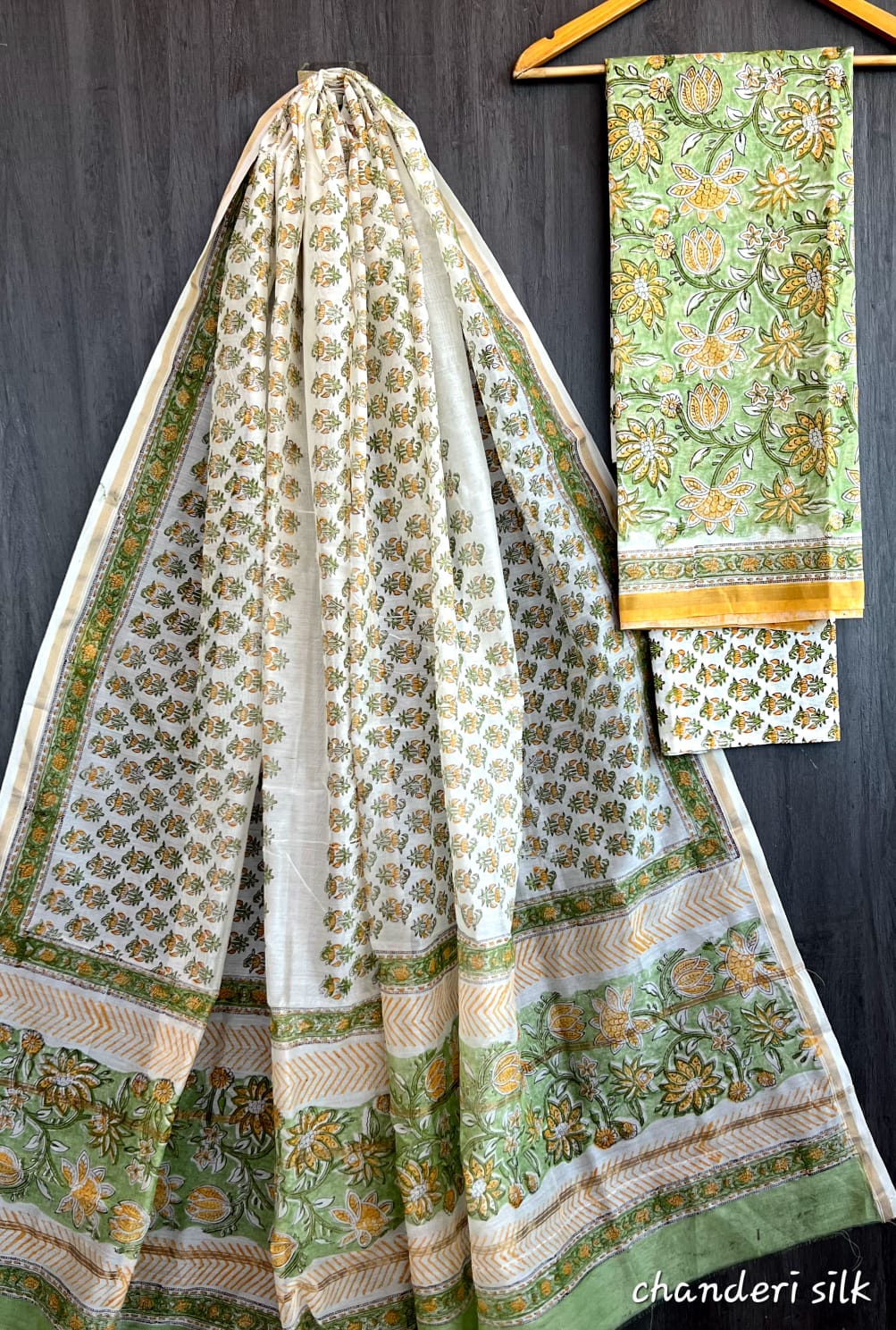 Hand Block print Chanderi Dress Material
