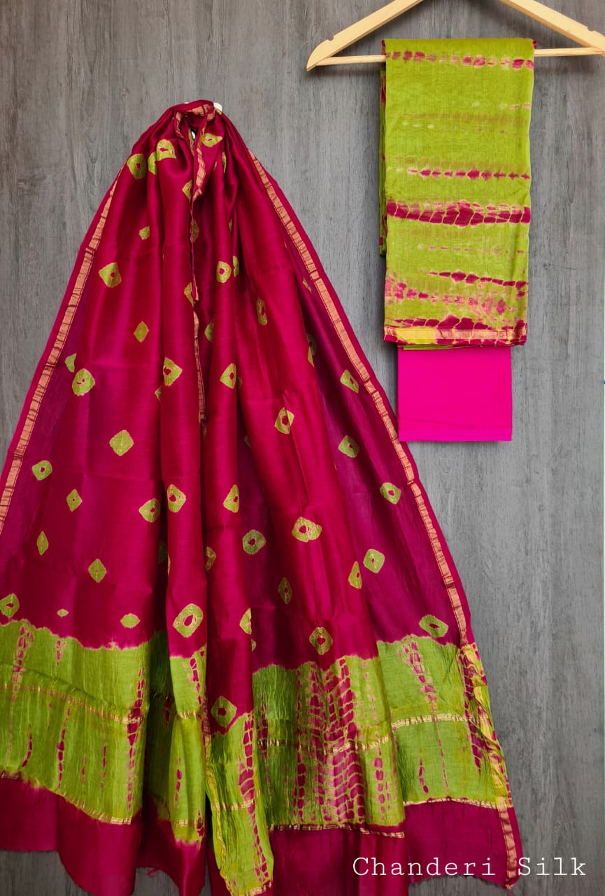 Hand Block print Chanderi Dress Material