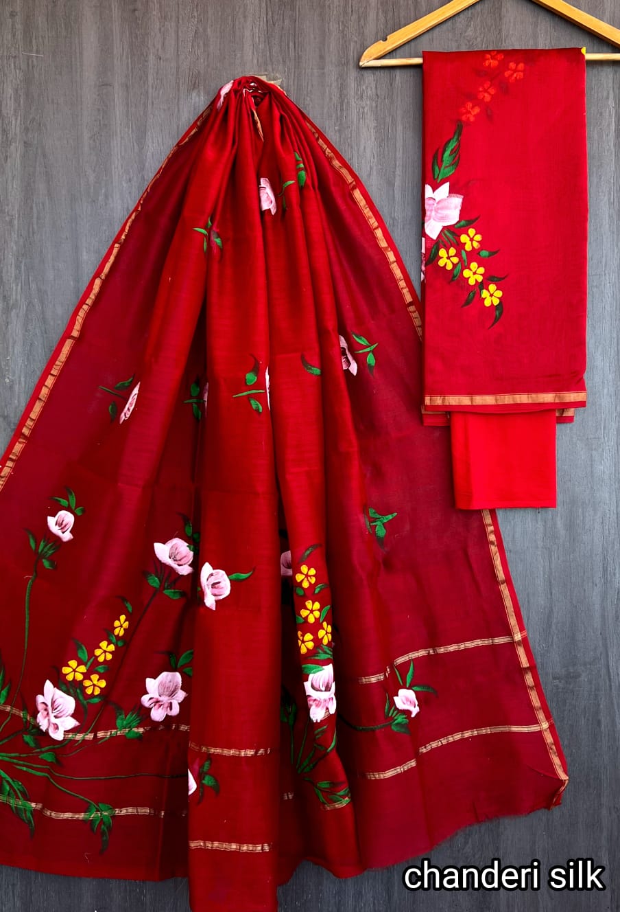 Hand Block print Chanderi Dress Material