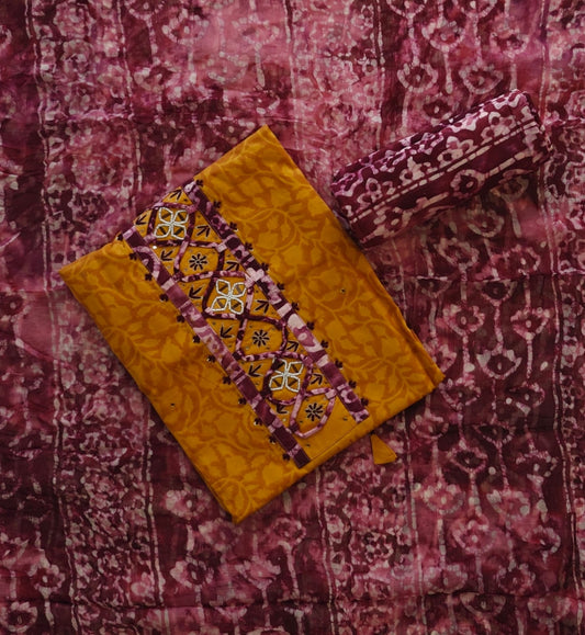 Cotton Suit Material with Chiffon Dupatta