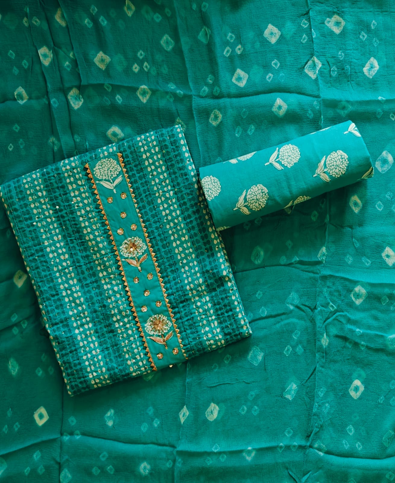 Cotton Suit Material with Chiffon Dupatta