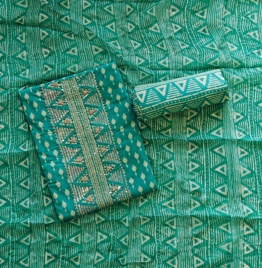 Cotton Suit Material with Chiffon Dupatta