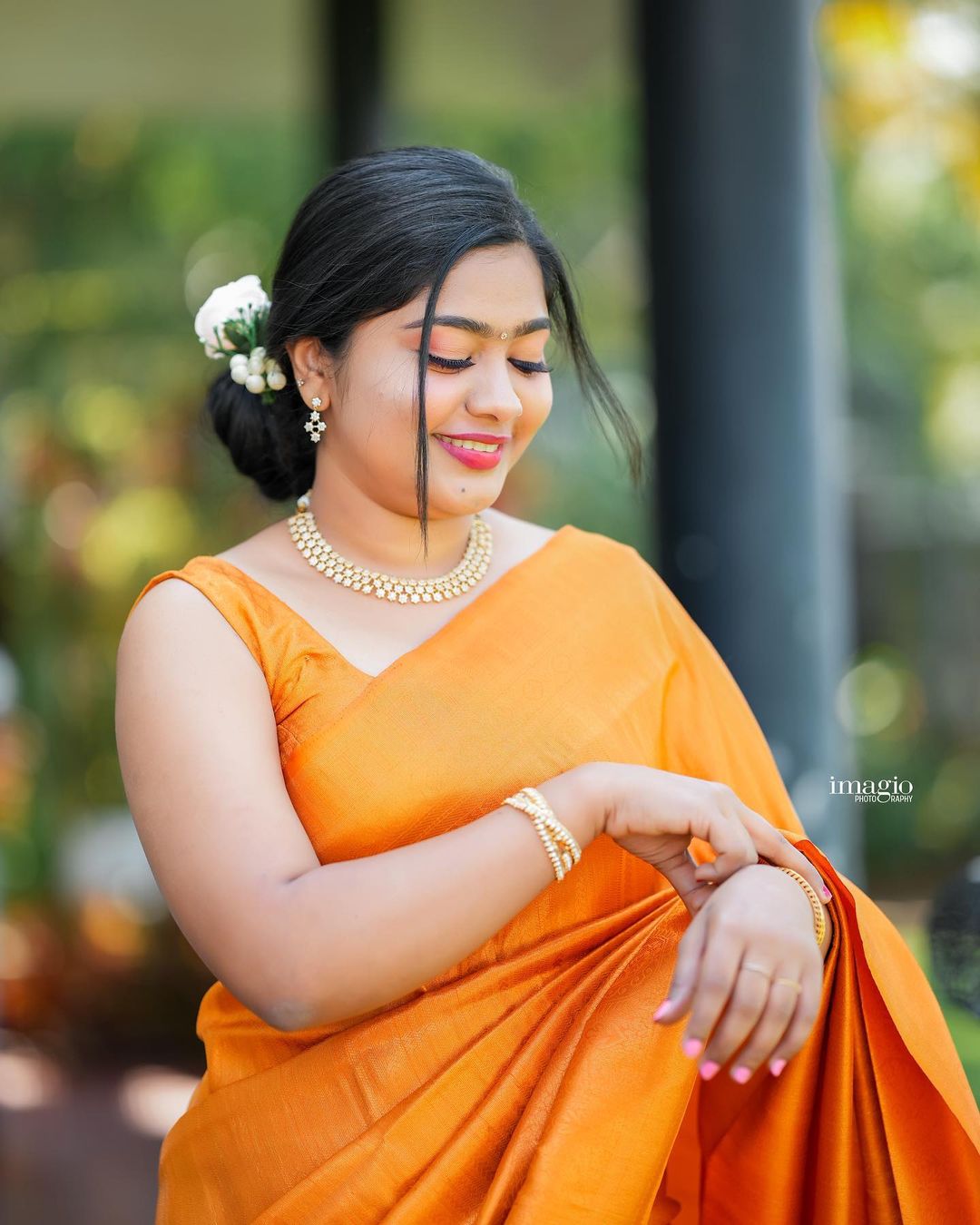 Vismaya's Breezy copper soft silk saree