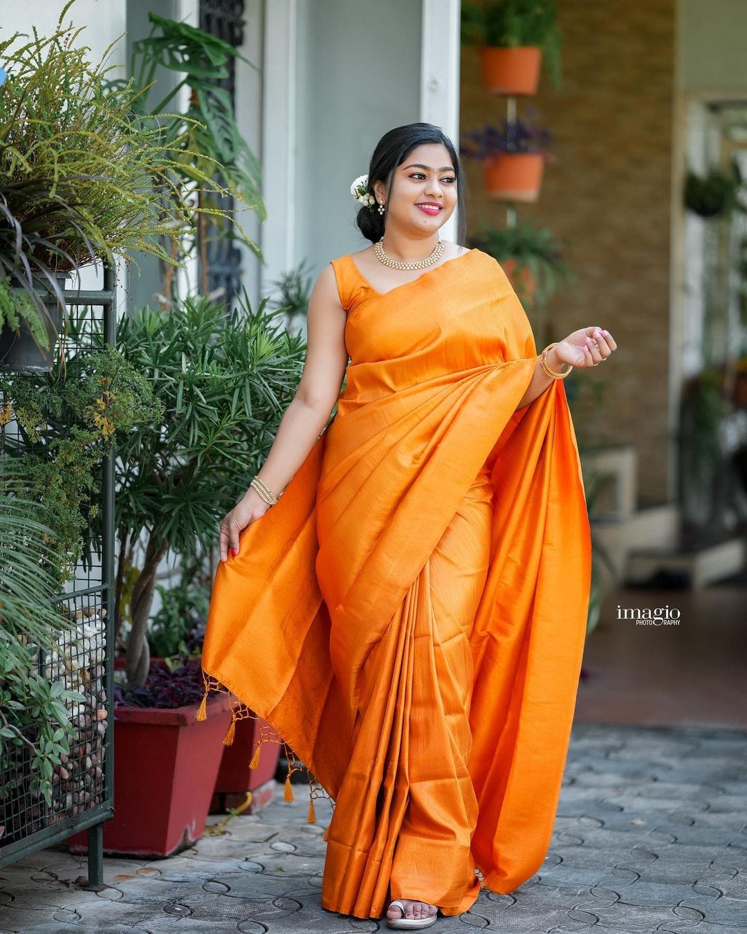 Vismaya's Breezy copper soft silk saree