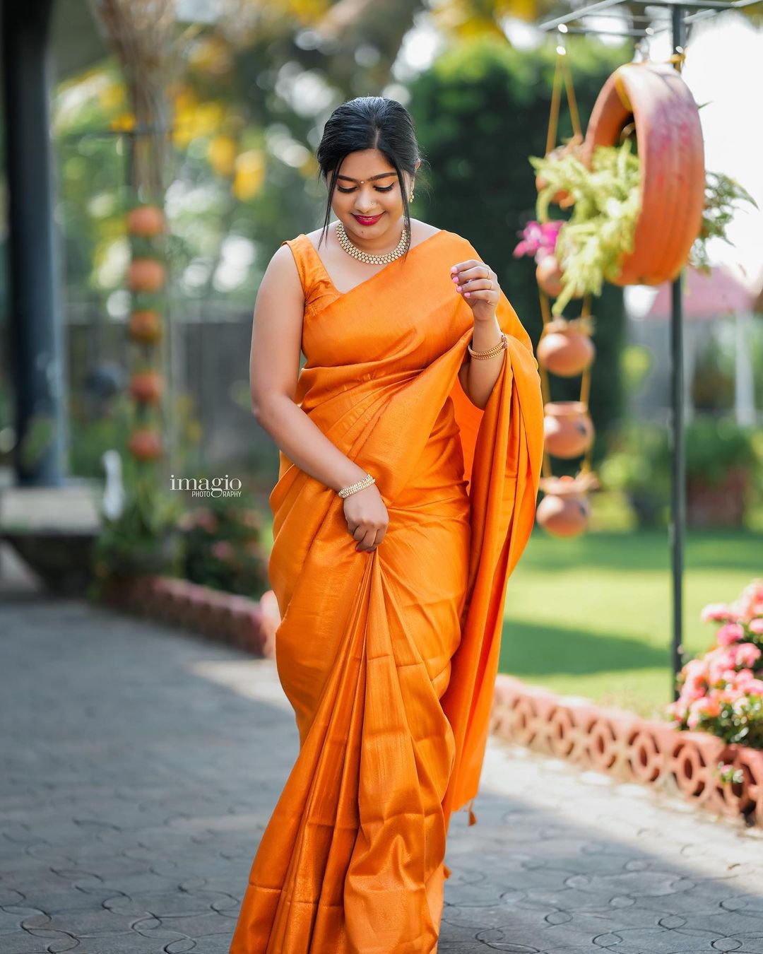 Vismaya's Breezy copper soft silk saree