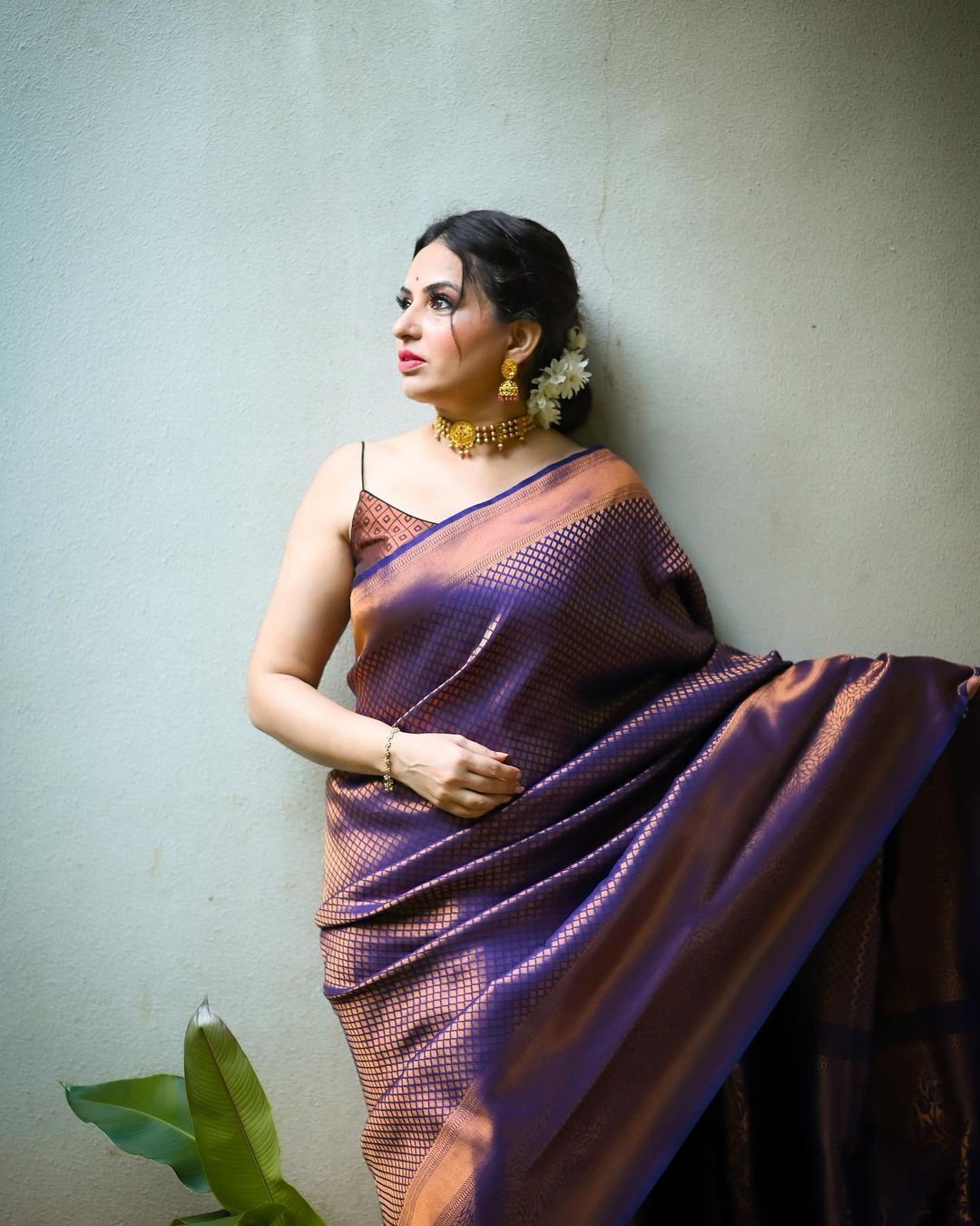 Sangeeta's Breezy copper soft silk saree