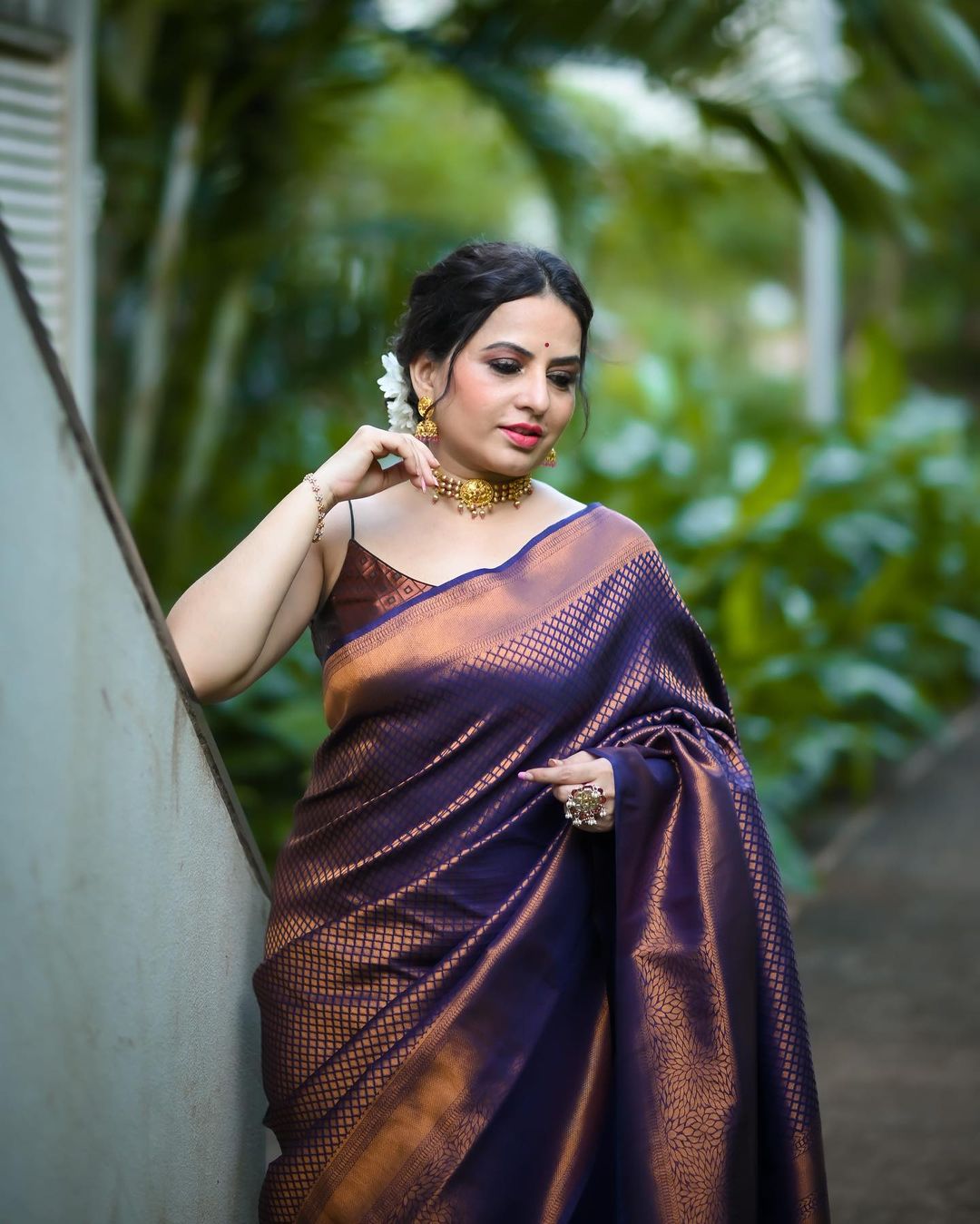 Sangeeta's Breezy copper soft silk saree