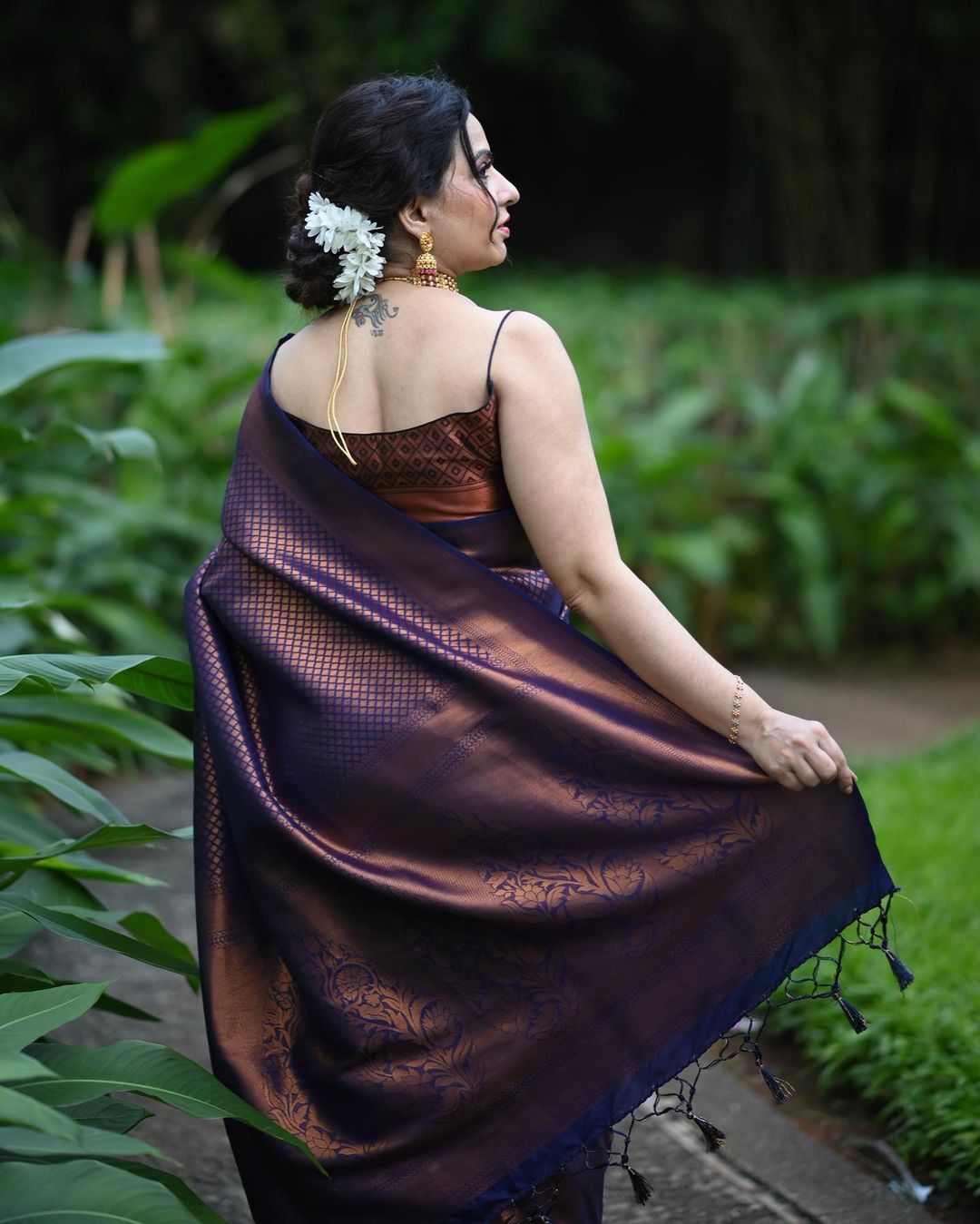 Sangeeta's Breezy copper soft silk saree