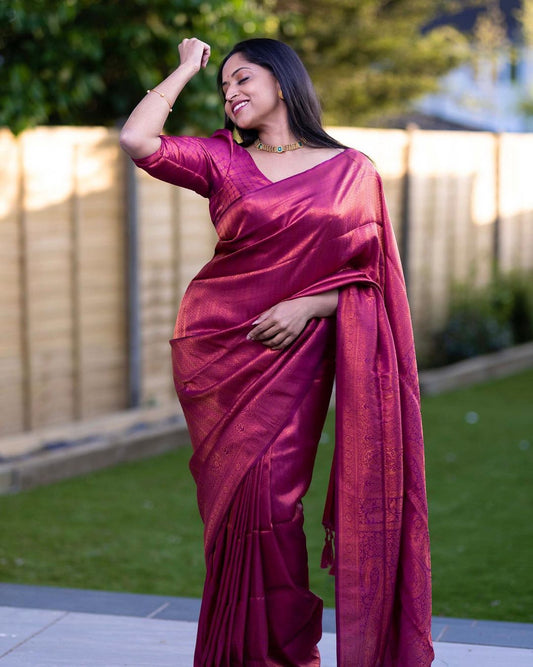 Anu's Breezy copper soft silk saree