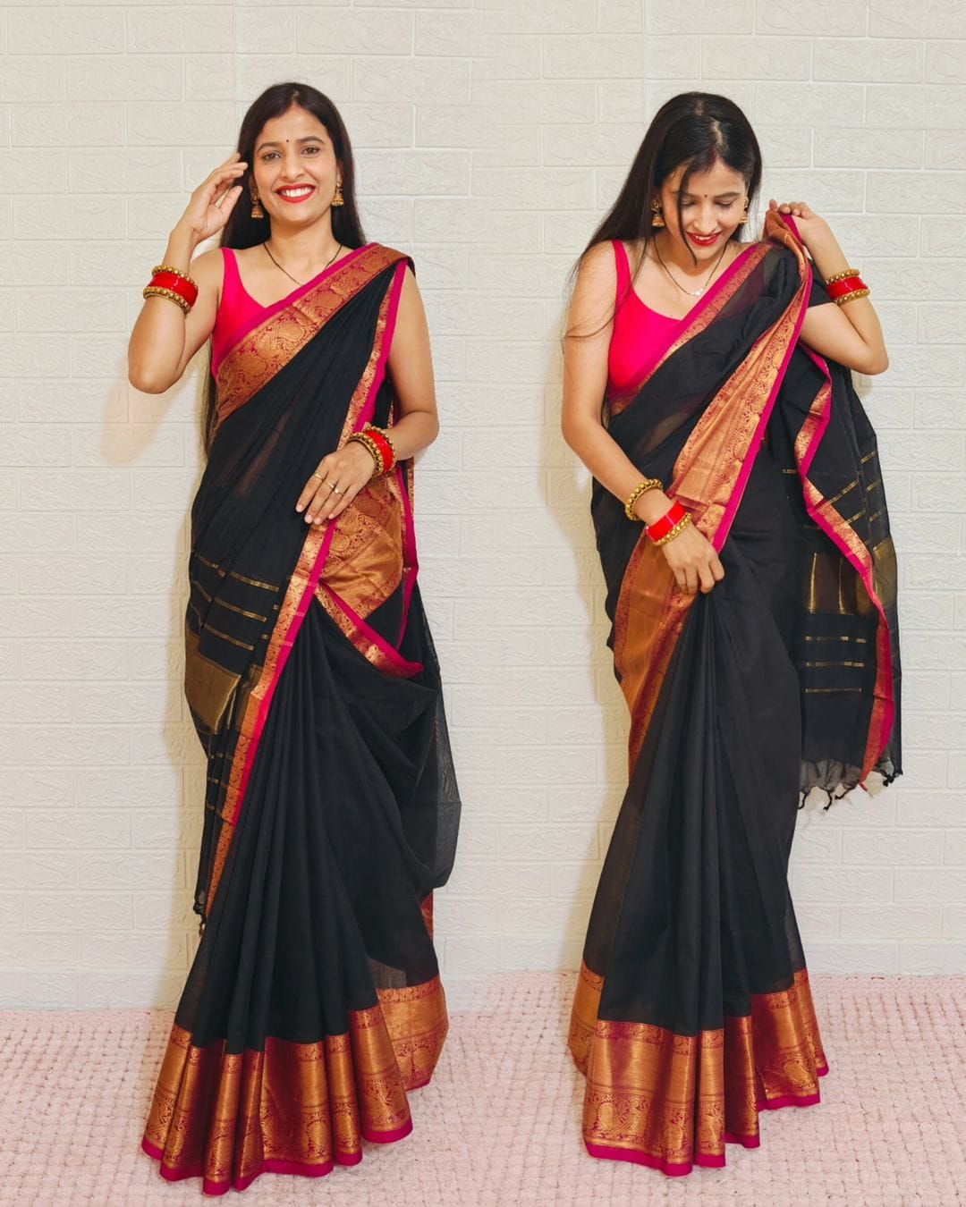 Pure handloom kanchi Cotton sarees with Big Border and peacock motifs