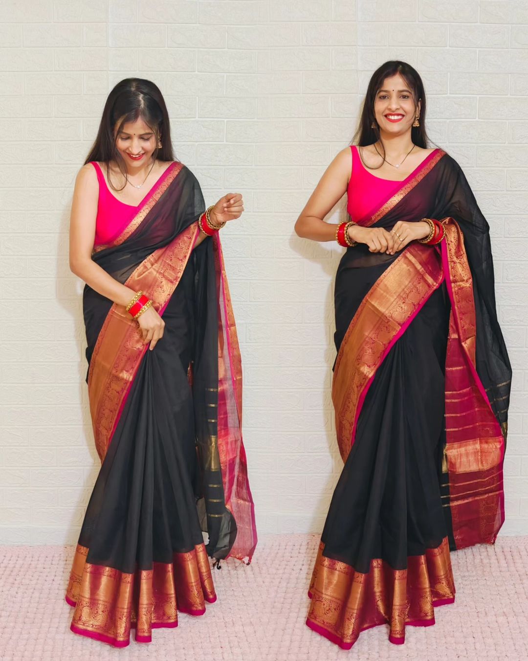 Pure handloom kanchi Cotton sarees with Big Border and peacock motifs