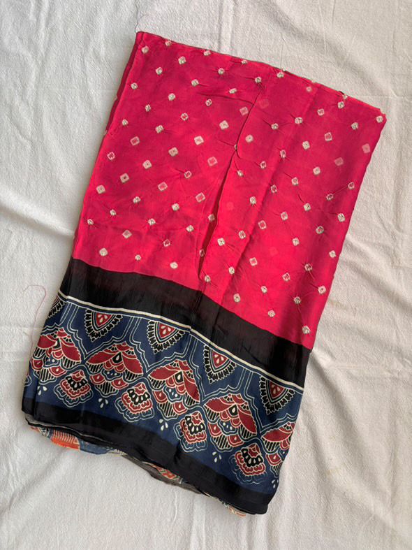 Bandhani Ajrakh Saree