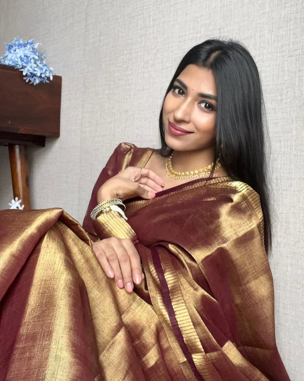 Eshita Copper Tissue saree