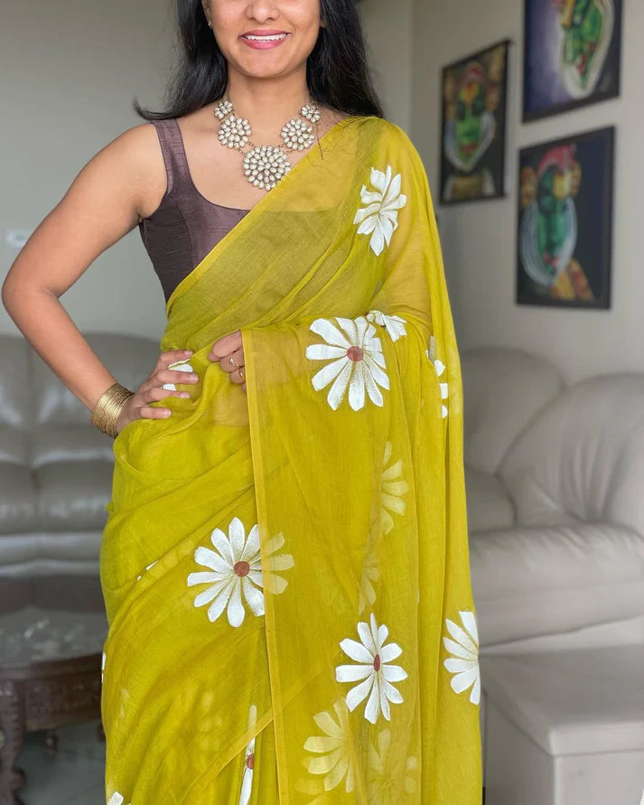 Sunflower mul cotton saree