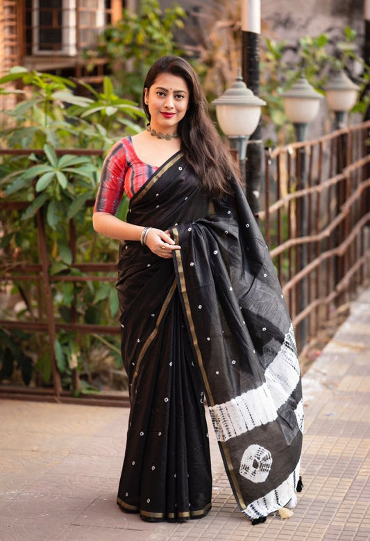 Bandhej Cotton Saree